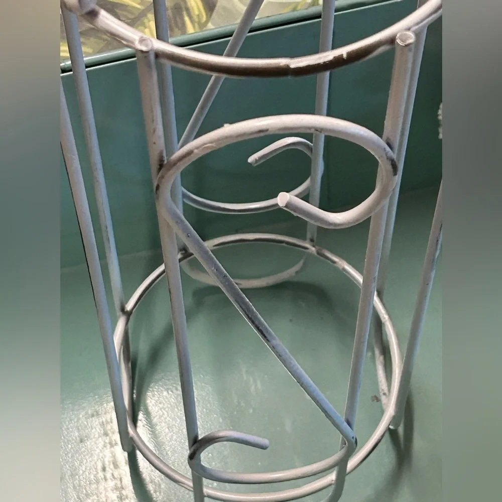 Elegant Shabby Chic metal scroll White Toilet Paper Holder Cottagecore Stand